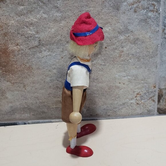 Vintage Wooden Peg Austrian Style Boy Folk Art Doll Figurine - Picture 5 of 11